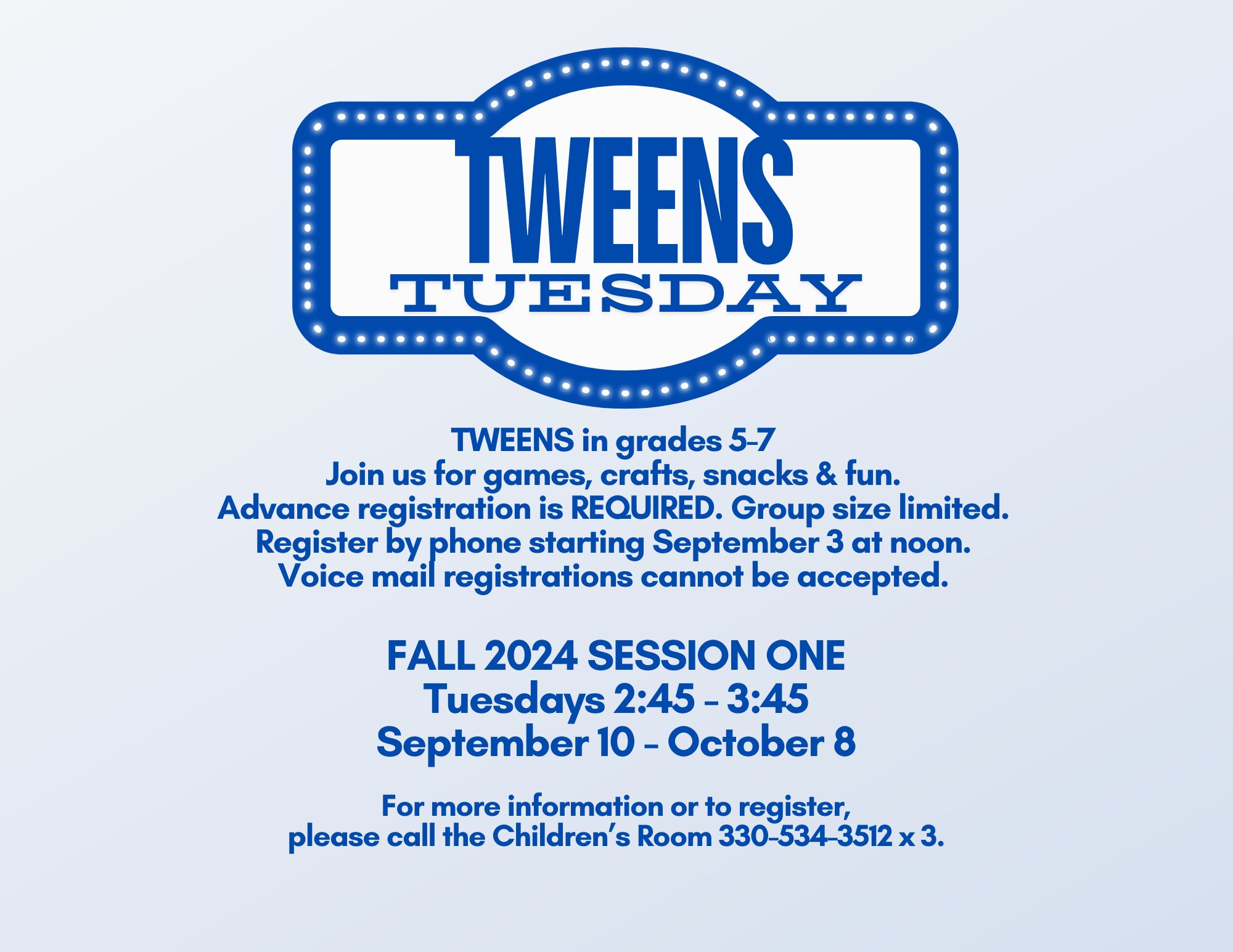 Tweens Tuesday Fall 2024