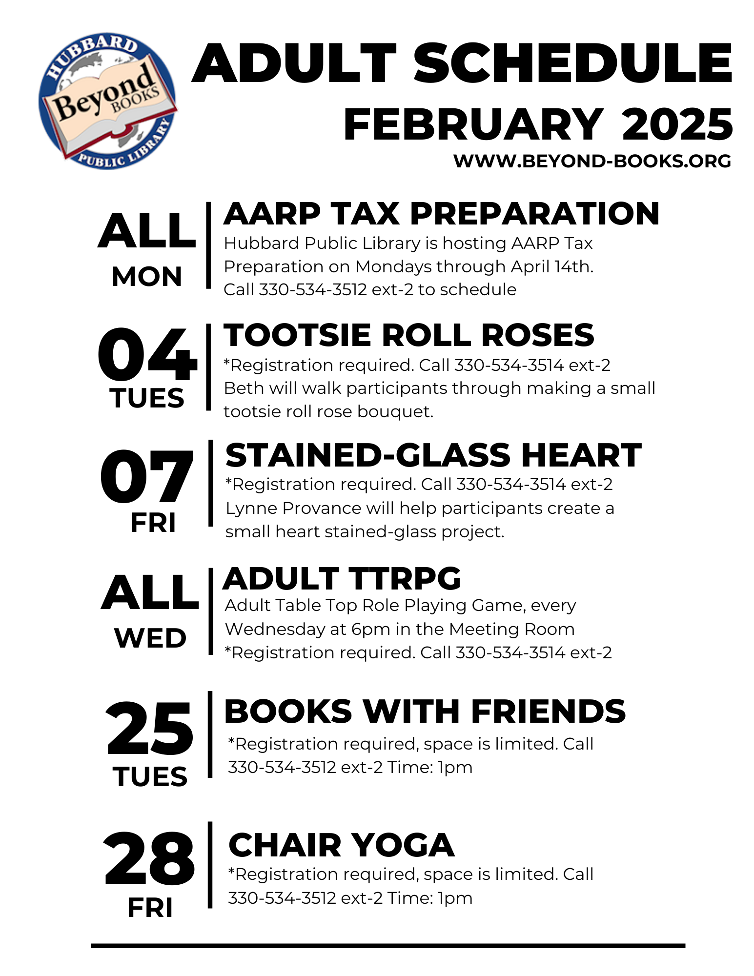 February 2025 Adult Programs